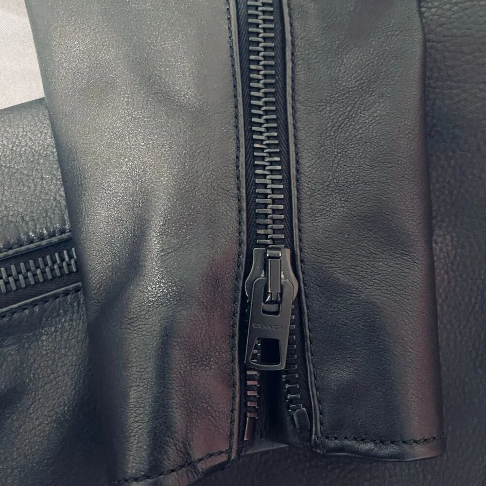 Coach 85899 BLK Cow Leather jacket XS black MSRP $1000 - Picture 2 of 9